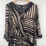 Nic+Zoe Tunic Dress Animal Print Abstract Long Sleeve Black Cream Size Small Photo 3