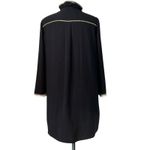 ME+EM Elegant Black Midi long sleeve sheath Dress high neck gold Ruffle Accents White Size L Photo 1