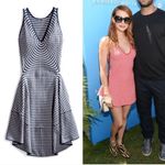 Jonathan Simkhai radial gingham fit and flare white and blue dress Photo 2