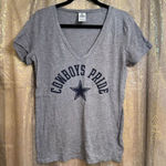 PINK - Victoria's Secret  Gray Blue Dallas Cowboys Pride V neck T Shirt Large Photo 0