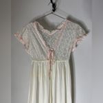 Vintage Suzy Star Cream Nylon With Lace Pink‎ Ribbon Trim Junior 11 Long Gown White Size undefined Photo 2