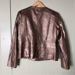 Bernardo  Bronze Metallic Zipper Leather‎ Jacket Womens Size Large Photo 4