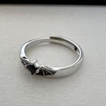 Adjustable Devil Wings Open Ring for Men Women Silver Photo 1