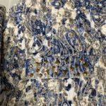 Gumps San Francisco Floral Embroidered Button Jacket Sz L Studded Artsy Career Blue Size L Photo 3