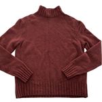 Point Sur Sweater Womens Large Burgundy Mock Neck Merino Alpaca Blend Ribbed Red Photo 0