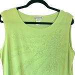 Vintage Womens Blouse Size XL Lime Green Stretchy Knit Sparkle Bling USA Made Photo 1