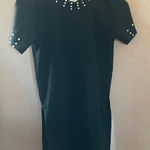 FINAL MARKDOWN Samesa Black extra long top with Pearl Accents medium Photo 0
