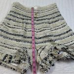 Elegant Wool Blend Golden High Waist Festive Striped Fringe Shorts in Size L Black Size L Photo 6