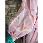 formal dress prom maxi pink floral sheer sleeves pink orange 1970s Size XL Photo 2