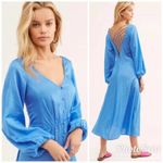 Free People Later Days Blue Button Front Long Sleeve Midi Dress Size 0 New Photo 12