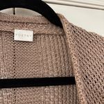 Poetry Taupe Knit Open-Front Cardigan Open Knit 100% Linen Sweater Cocoon Style Photo 1