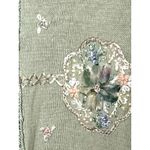 Vintage 90s Short Sleeve Sweater Womens Size M Floral Applique Buttons Embroider Green Size M Photo 8