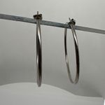 Silver Tone Hoop Earrings Large Thin Lightweight Minimalist Jewelry Pierced Ears Photo 9