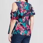 Ingrid and Isabel Floral Cold Shoulder Maternity Top Size XS Casual Loose Navy Blue Photo 1