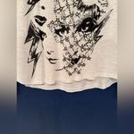 Lauren Moshi Punk Eyes Blouse Women’s White Graphic Scoop Neckline Size XS Photo 4