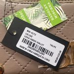 Badgley Mischka Taupe Quilted Cards Wallet vegan leather gold logo hardware Photo 3