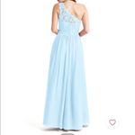 Azazie Sky Blue Lace Chiffon One Shoulder Maxi Dress EUC Size 0 Photo 1