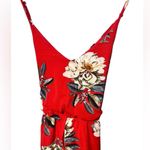 Zanzea Adorable Red Floral Mini Dress W/Tie Back at Waist Size Medium Photo 3