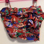 ZARA NWT  Red Floral Ruffle Crop Top Photo 3