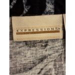 Expressions Women's Button Up Shirt Linen Rayon Floral Black Blue Size 16 Photo 2