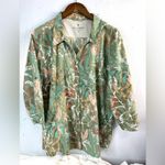 Royal Robbins  3X Resortwear Olive Botanical Print Snap Top Photo 12