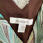 Dress Barn  Retro Print Flutter Hem Midi Dress  Teal Green Brown Whimsical Size 10 Photo 4
