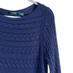 Ralph Lauren Lauren  Cable Knit Long Sleeve Sweater Tunic Navy Blue,‎ Large Photo 3