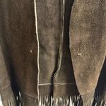 Vintage Genuine Leather Brown Suede Fringe Vest Size L Photo 2