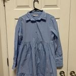Tesettur Dunyasi Women's Size 42 (L) Blue‎ Long Sleeve Poplin Mini Shirt Dress Blue Size L Photo 1