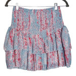 Fanco Smocked Floral Blue and Pink Ruffle Skirt NWT Size Small Floral Mini Skirt Photo 0