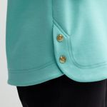 Croft & Barrow Women's  Sweatshirt Size S Teal Button Detail Long Sleeve NWT Photo 3