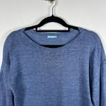 J. McLaughlin 100% Linen Blue Knit Long Sleeve Boat Neck Sweater Top Size Small Photo 2