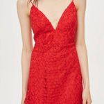 Topshop Red Floral Lace Asymmetrical Plunge Wedding Guest Party Cocktail Dress Photo 1