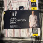 Gap  women’s cozy Pink and White Striped Linen Button Down Shirt size M Photo 1