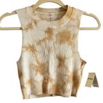 Aerie NWT Brown White Tie Dye Ribbed High Neck Crop Top Tank Size Small Photo 1