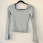 Madewell  Ribbed Square-Neck Long-Sleeve Tee in Craft Blue Size XXS NWT Photo 3