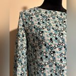 Apostrophe EUC  Vintage Blue, White, and Black Circle Patterned Blouse size 8P Photo 1