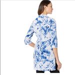 Calvin Klein NWOT  Blue Tie Dye Silk Belted Mini Shirt Dress M Photo 3