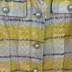 Anthropologie  Maeve | Yellow and Pink Button Up Tweed Shift Dress Size 14 Photo 4