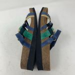 NAOT Prescott Size 37 Strappy Blue Green Gold Leather Slide Cork Footbed Sandal Photo 3