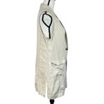 Tahari Large Linen Vest 1-Button Pockets Sleeveless Mid-Thigh Collared Side Slit Photo 3