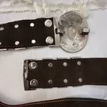 Gail LaBelle Luxury Heavy silver genuine suede leather with rainbow stitch Belt Brown Photo 6