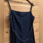 Vintage Jones Jeans Size Large Denim Cotton Dark Rinse Tie Back Maxi Dress Blue Photo 10