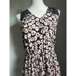 Loft Medium Outlet Pink Black Floral Midi dress Boho Cottage core Whimsigoth Photo 1