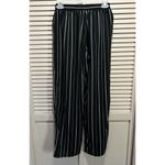 Breeze Forever Wide Leg Pants Size M Striped BlackWhite Tie Elastic Waist‎ Black Size M Photo 2