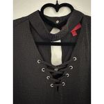 Jennifer Lopez JLO Lace Up Choker Blouse Black Bell Sleeve Size XS Loose Fit Photo 4