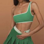 We Wore What contrast one shoulder top green / wheat NWT XS Photo 0