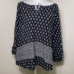Fred David Womens 3/4 sleeve Black/white blouse with front tie strings Large Photo 0