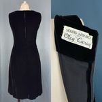 Oleg Cassini Vintage 60s Velvet Silk Taffeta Bow Front Dress Photo 4