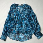 Anthropologie  Sheer Printed Peasant Blouse in Blue Motif Photo 7
